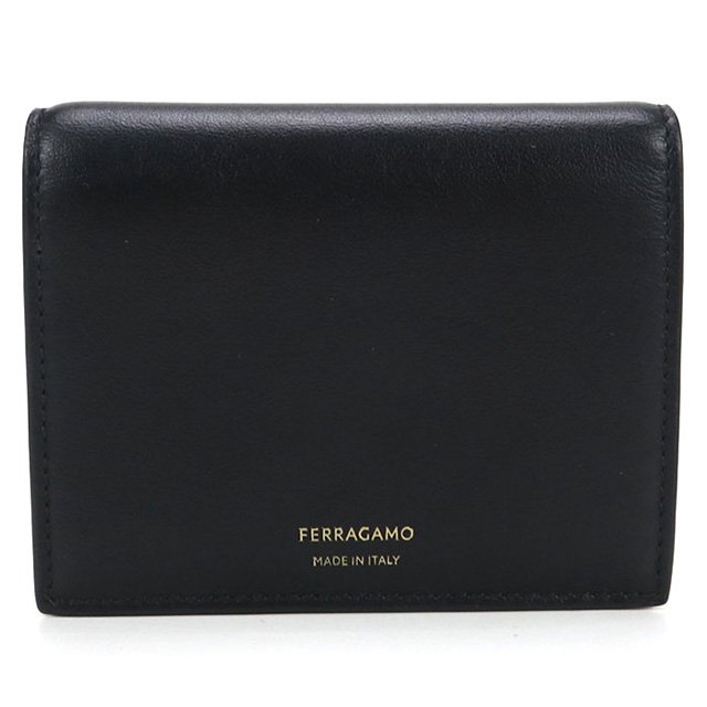 【未使用】Salvatore Ferragamo ブラック二つ折り財布 中古・古着通販】Salvatore Ferragamo (サルヴァトーレ フェラガモ) 二