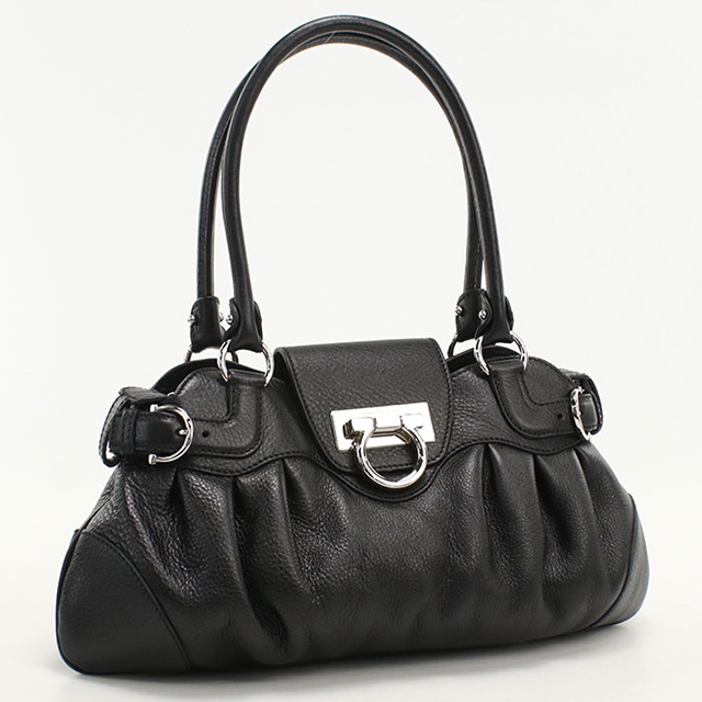 フェラガモ　ガンチーニ　ブラック　ハンドバッグ FERRAGAMO（フェラガモ） 中古 ハンドバッグ レディース ブランド