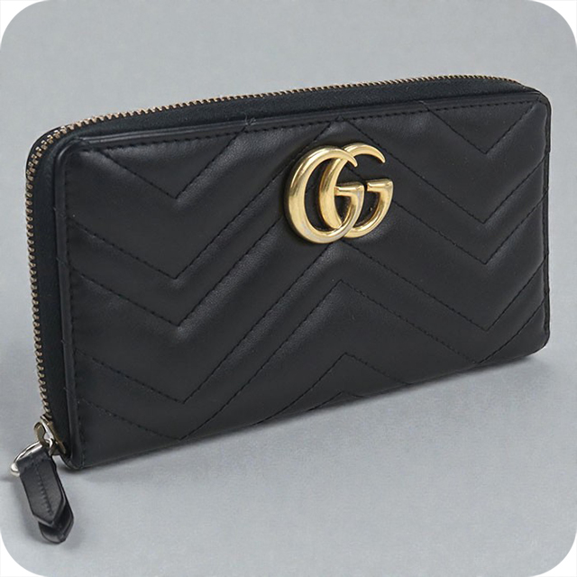 【美品】GUCCI グッチ GGマーモント レザー ラウンドファスナー 長財布 GUCCI（グッチ） 財布 長財布 ラウンドファスナー GGマーモント