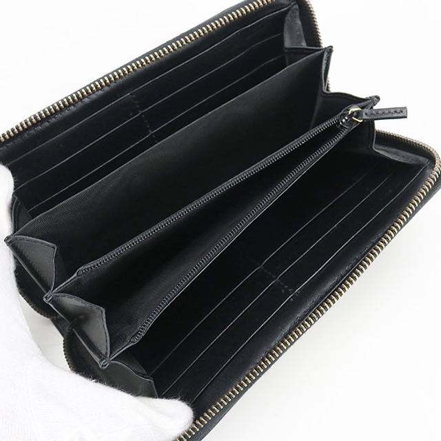 GUCCI グッチ GGマーモント ジップアラウンドウォレット 長財布 443123 レザー ブラック  レディース【中古】 中古 グッチ 長財布ラウンドファスナー レディース ブランド GUCCI GG