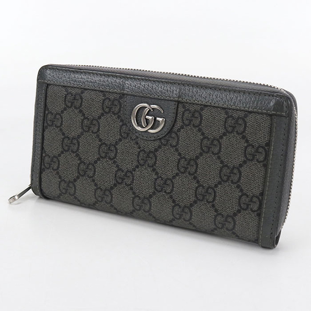 【美品】グッチ Gucci ブラック 長財布 ラウンドファスナー GGスプリーム GUCCI（グッチ） 中古 長財布 ラウンドファスナー メンズ ブランド