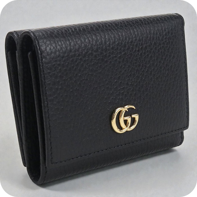 ◇極美品◇グッチ　三つ折り財布　474746　GGマーモント　レザー　ブラック GUCCI（グッチ） 中古 三つ折り財布 レディース ブランド GUCCI GG