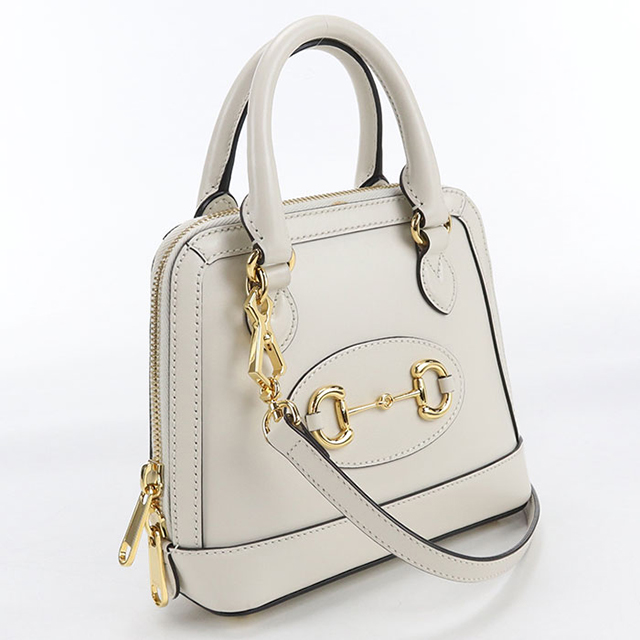 極美品　オールドグッチ　GUCCI レザー　ハンドバッグ　A4可能 ホワイト GUCCI（グッチ） 中古 ハンドバッグ レディース ブランド ホースビット