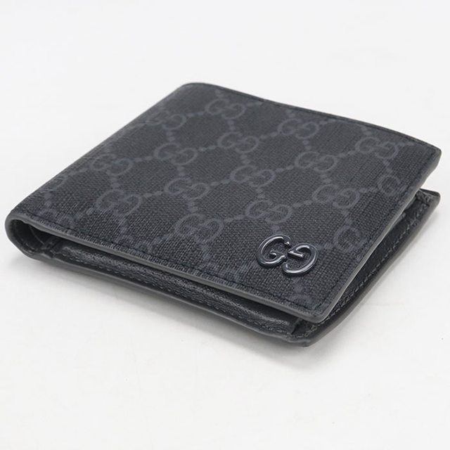 GUCCI(グッチ) 2つ折り財布 GGプラス・GGスプリーム 768244 黒×ダークグレー GUCCI（グッチ） 中古 二つ折り財布 二折財布 メンズ ブランド GUCCI