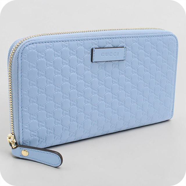 グッチ　GUCCI マイクログッチ ラウンドファスナー 長財布 ネイビー GUCCI（グッチ） 中古 長財布ラウンドファスナー レディース ブランド