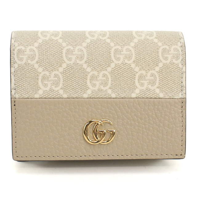 GUCCI　２つ折り財布　ダブルG ミディアム ウォレット ベージュ　グッチ GUCCI（グッチ） 中古 二つ折り財布 コンパクト レディース ブランド