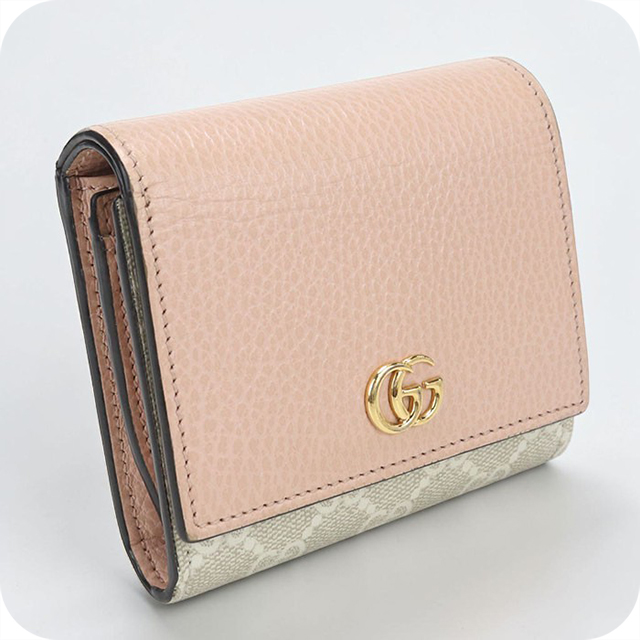 GUCCI　２つ折り財布　ダブルG ミディアム ウォレット ベージュ　グッチ GUCCI（グッチ） 中古 二つ折り財布 二折財布 コンパクト レディース