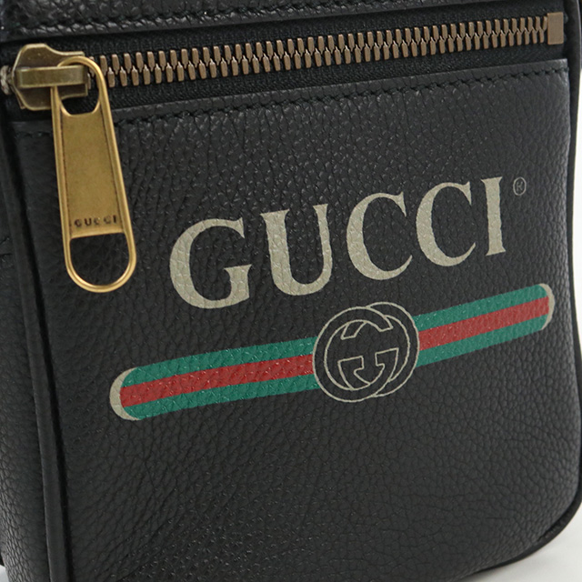 中古 グッチ 斜め掛け ショルダーバッグ ユニセックス ブランド GUCCI ロゴプリント ショルダーバッグ レザー 574803 ブラック