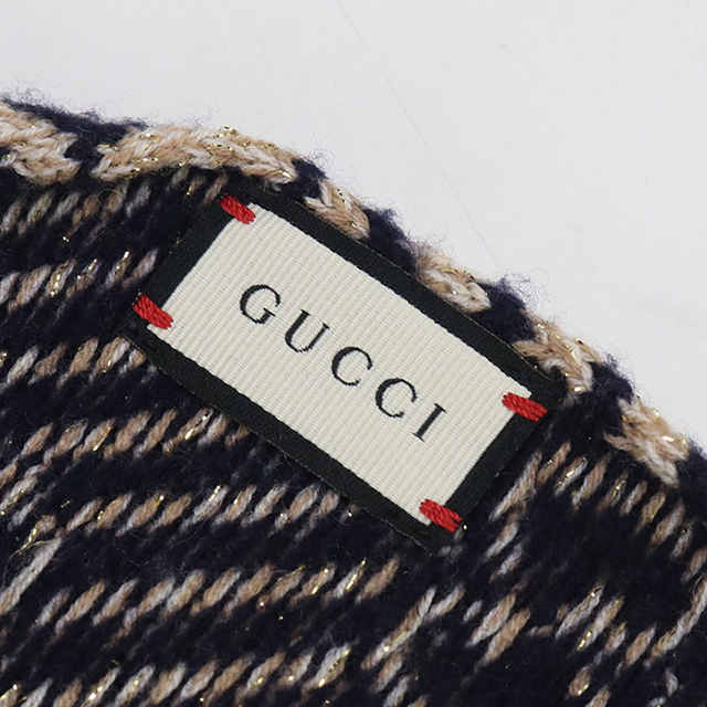 GUCCI 中古 グッチ マフラー レディース ブランド ネイビー 小物