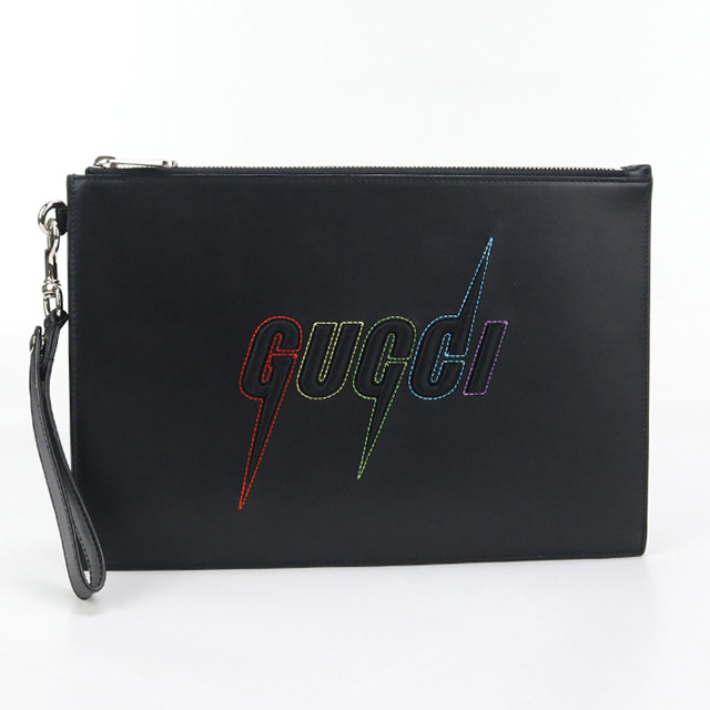 美品 グッチ キャンバス クラッチバッグ エンブロイダリー タイガー ブラック GUCCI（グッチ） 中古 クラッチバッグ ユニセックス ブランド ブレード