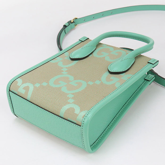 グッチ キャンバス レザー ジャンボ GG ミニ トート 671623 グッチ GUCCI ジャンボGG ミニトート 671623 グリーン ジャンボ