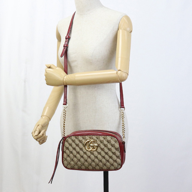 【中古】GUCCI グッチ スモール カメラバッグ GGマーモント 447632 斜め掛け ショルダーバッグ レザー レディース　Aランク グッチ GUCCI GGマーモント スモール 447632_DTDHV_1000 ショルダー