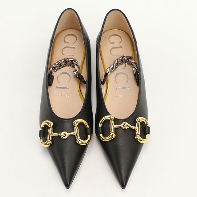美品　【GUCCI】ビットモチーフ サテンパンプス ブラック 38サイズ GUCCI 中古 グッチ パンプス レディース ブランド ホースビット