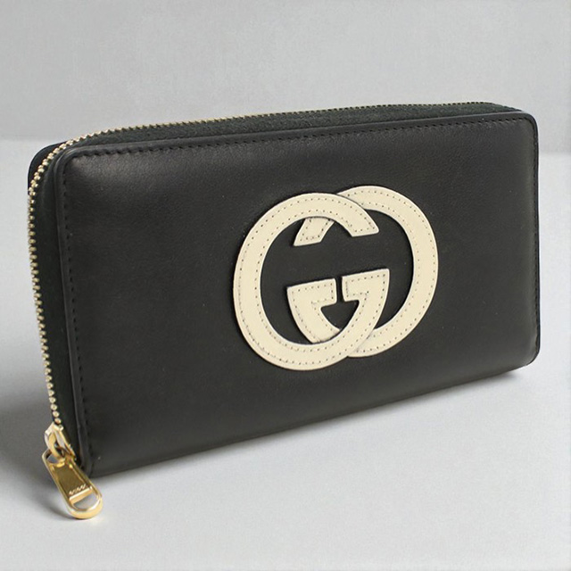GUCCI パリ 長財布 女性ブラウン ブラック GUCCI 中古 グッチ 長財布ラウンドファスナー ユニセックス