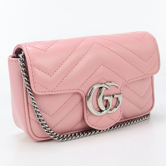 グッチ　GGロゴ ピンク ハンドバッグ　マーモント GUCCI（グッチ） 中古 斜め掛け ショルダーバッグ レディース ブランド