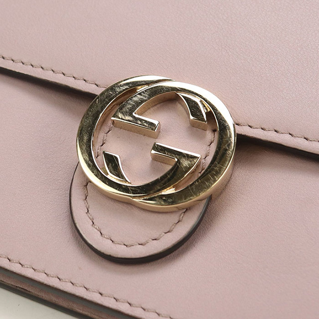 【美品】GUCCI グッチ 長財布 インターロッキングG 本革 ピンク GUCCI（グッチ） 中古 長財布二折 レディース ブランド インター