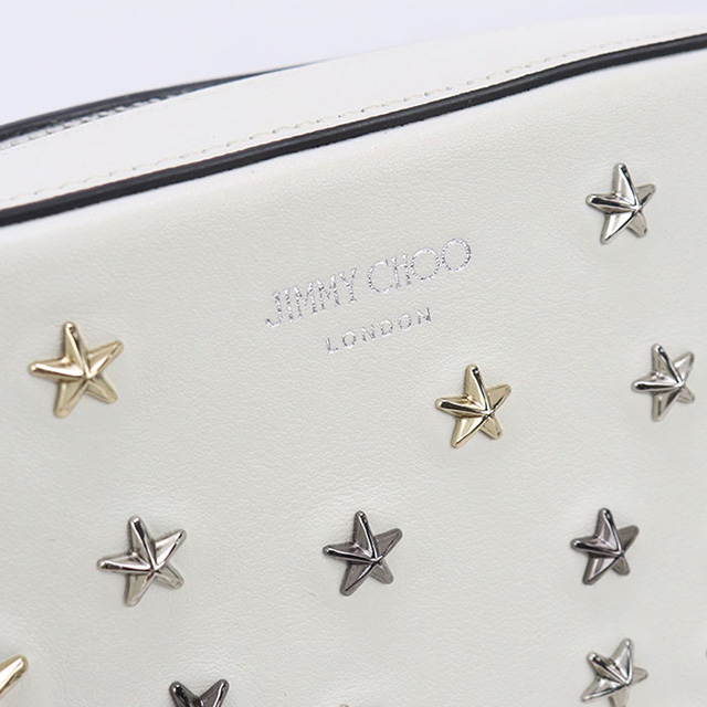 【極美品】JIMMY CHOO スタースタッズ チェーンショルダー ホワイト JIMMY CHOO（ジミーチュウ） 中古 斜め掛け ショルダーバッグ