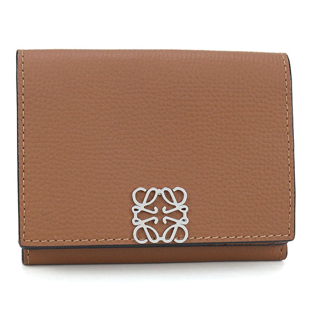 LOEWE ロエベ アナグラム トライフォールド ウォレット 三つ折り財布 C821TR2X16 レザー ブラウン  レディース【中古】 LOEWE（ロエベ） 中古 三つ折り財布 レディース ブランド アナグラム