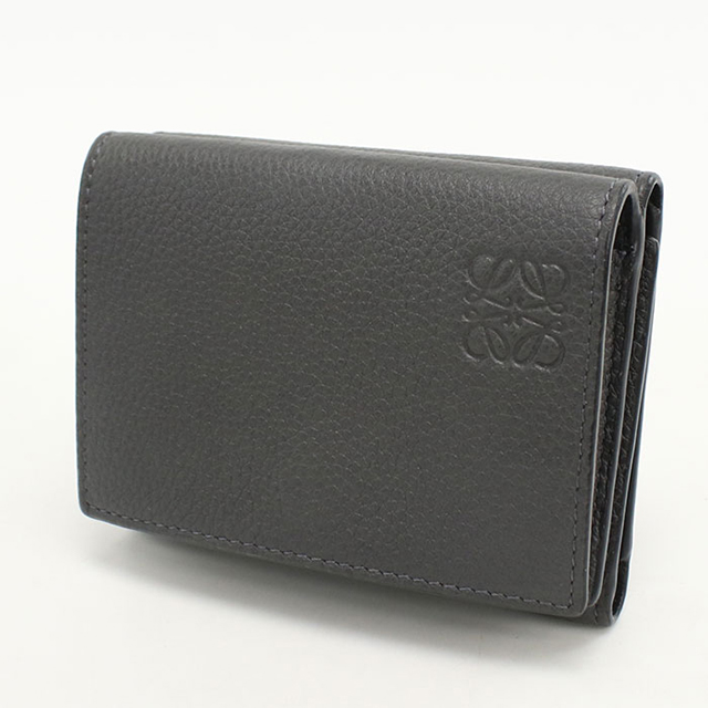 【BIGお買い物ラリー★30%OFFセール中】ロエベ LOEWE 札入れアナグラム ブラック グレー 灰色 レディース 中古 LOEWE（ロエベ） 中古 三つ折り財布 レディース ブランド アナグラム