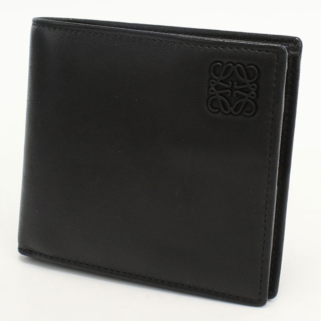 けいた　ロエベ 二つ折り財布 アナグラム バイフォールド レザー 黒 LOEWE（ロエベ） 中古 二つ折り財布 メンズ ブランド アナグラム バイ