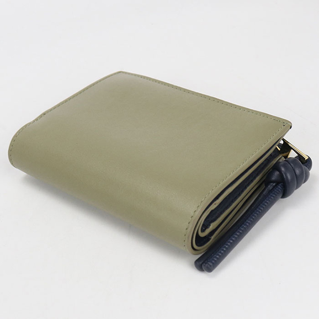 LOEWE ロエベ ヴァーティカルウォレット コンパクトウォレット 二つ折り財布 ケース グリーン×カーキ レザー ゴールド金具 LOEWE（ロエベ） 財布 レディース コンパクトジップウォレット レザー