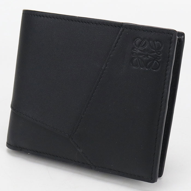 中古品 LOEWE ロエベ パズル ステッチ 二つ折り財布 ブラック レザー LOEWE（ロエベ） 中古 二つ折り財布 二折財布 メンズ ブランド パズル