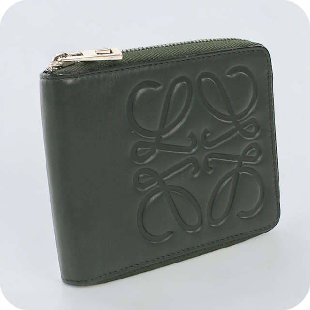 ロエベ　二つ折り財布 　パズル　ローズ　アナグラム　黒白　ラウンドジップ　正規品 LOEWE（ロエベ） 中古 二つ折り財布 二折財布 コンパクト ユニセックス