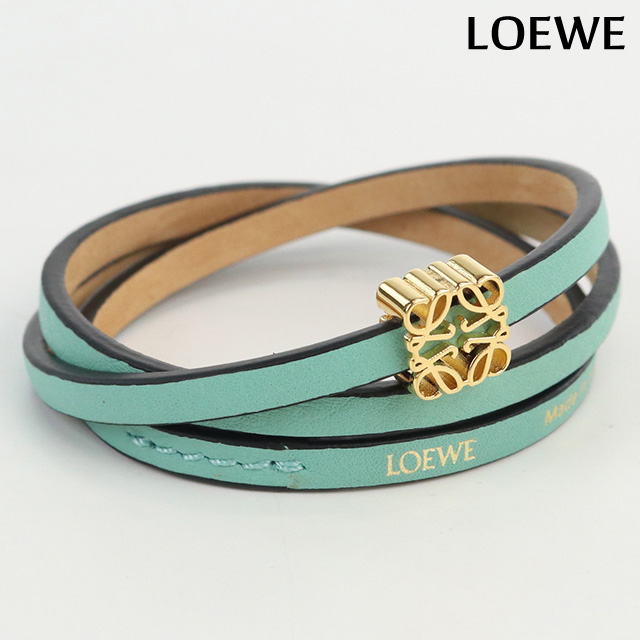 中古 ロエベ ブレスレット レディース ブランド LOEWE ツイスト バングル カーフ Ｊ920240X17 グリーン アクセサリー