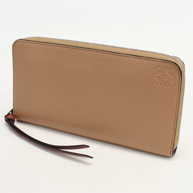 ☆ロエベ LOEWE ラウンドファスナー 折り財布レザー ダークブラウン LOEWE（ロエベ） 中古 長財布ラウンドファスナー レディース ブランド