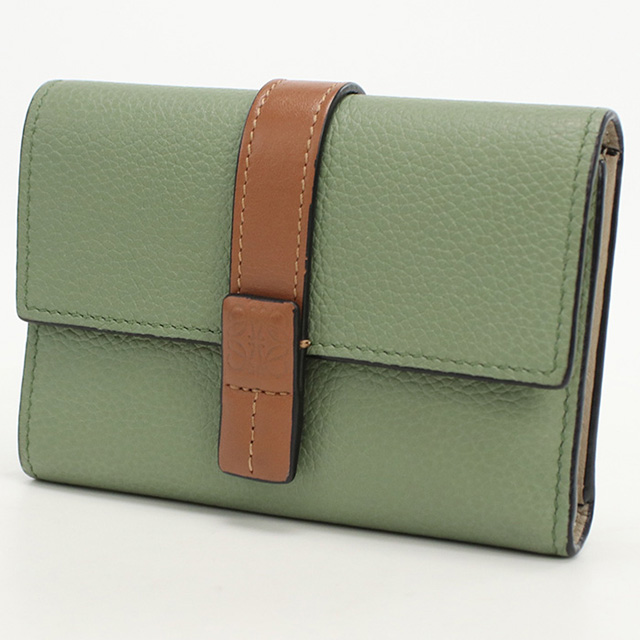 LOEWE ロエベ　バーティカルウォレット　スモール　グリーン 　三つ折り　財布 LOEWE - ロエベ 三つ折り財布 スモールバーティカルウォレット
