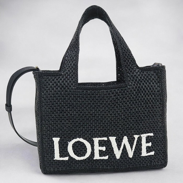 【最安価格】LOEWE ロエベ　カゴバッグ　黒　ブラック LOEWE 中古 ロエベ カゴバッグ レディース ブランド フォント