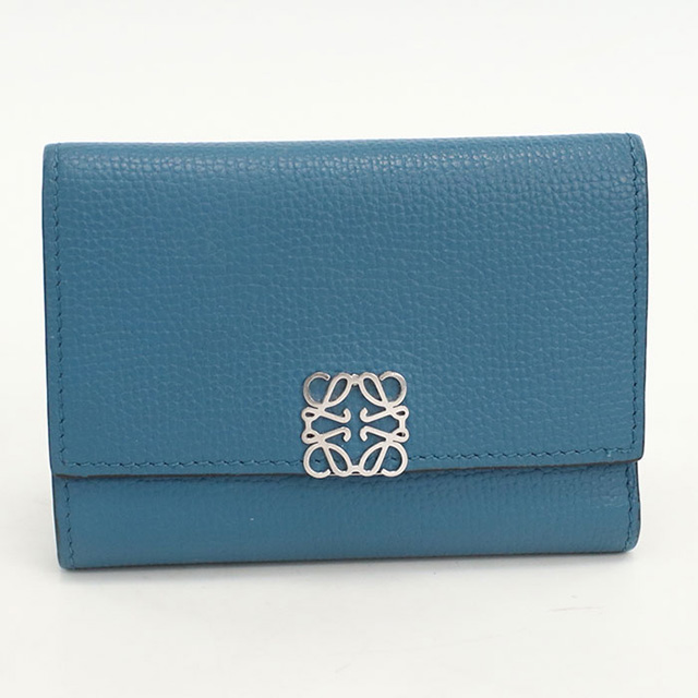 ロエベ✨レア　長財布　薄型　バーティカルウォレット　水色　メンズ　レディース LOEWE 中古 ロエベ 三折財布 レディース ブランド アナグラム