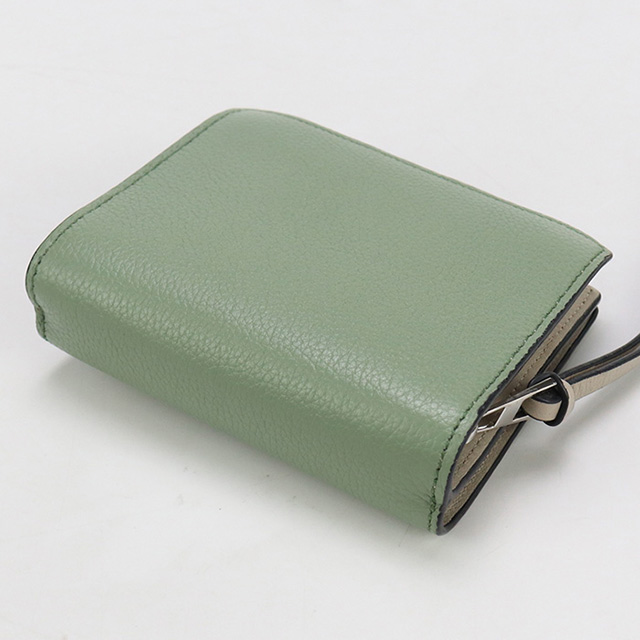 LOEWE グリーン 二つ折り財布 美品 美品】 LOEWE / ロエベ | ノット コンパクト ジップ ウォレット