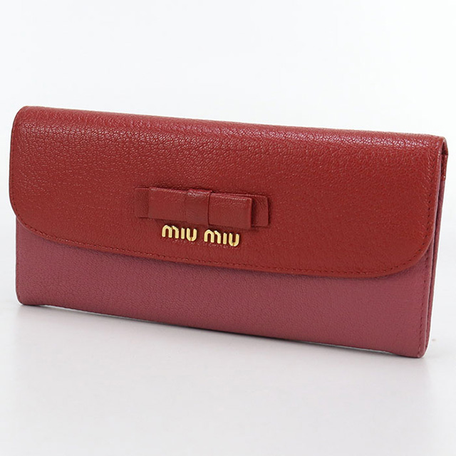 【美品】MIUMIU(ミュウミュウ)エナメル ラウンドファスナー 長財布 レッド MIU MIU - 【美品】MIUMIU(ミュウミュウ)エナメル ラウンドファスナー