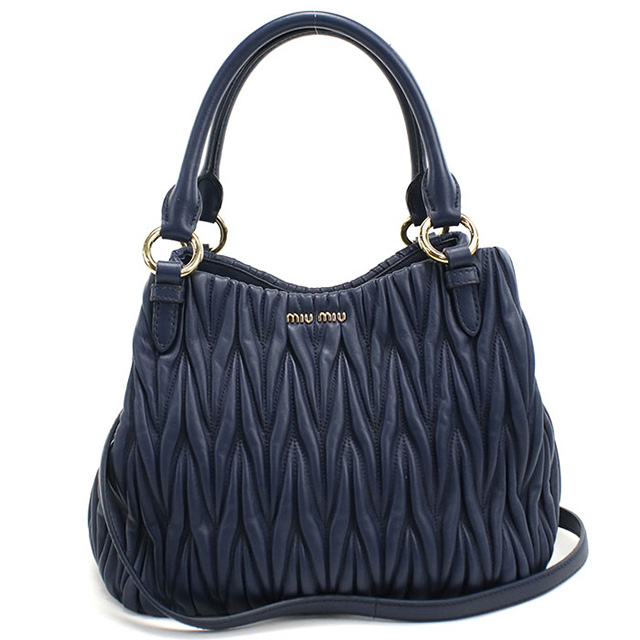 MIU MIU ネイビー本革トートバッグ miu miu（ミュウミュウ） 中古 トートバッグ レディース ブランド