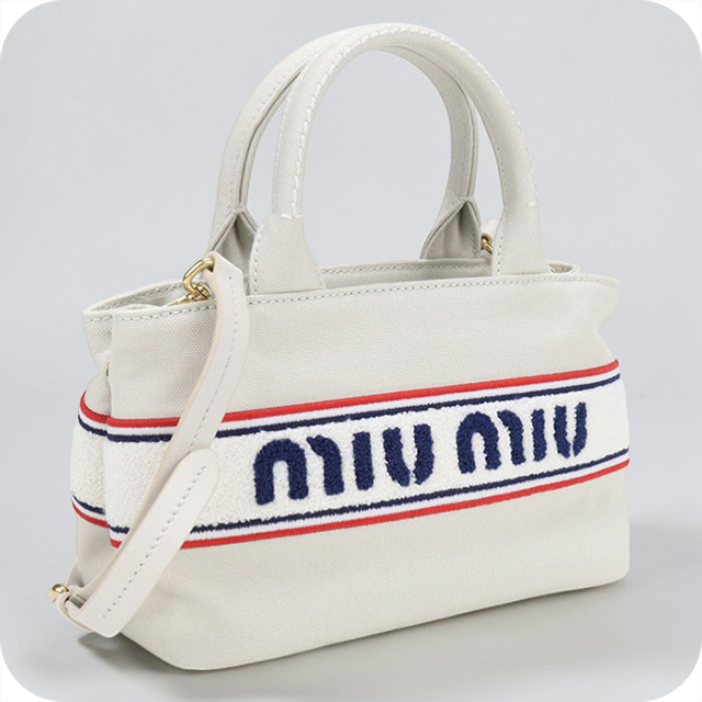 miu miu 2way ハンドバッグ ホワイト miu miu（ミュウミュウ） 中古 トートバッグ レディース ブランド