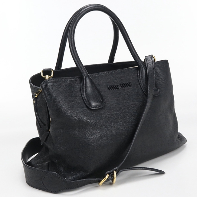 miu miu ミュウミュウ 黒 ブラック総柄デニムトートバッグ 2way miu miu（ミュウミュウ） 中古 トートバッグ レディース ブランド