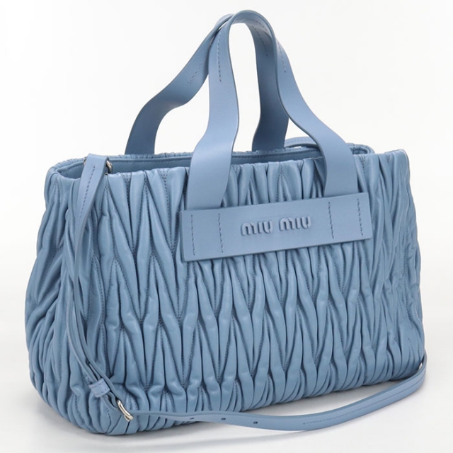 miumiu マテラッセ　ブルー miu miu（ミュウミュウ） 中古 トートバッグ レディース ブランド