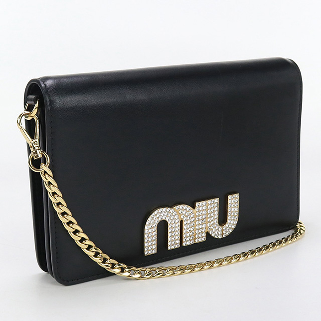 miu ミュウミュウ MIUMIU チェーンウォレット マテラッセ NERO
