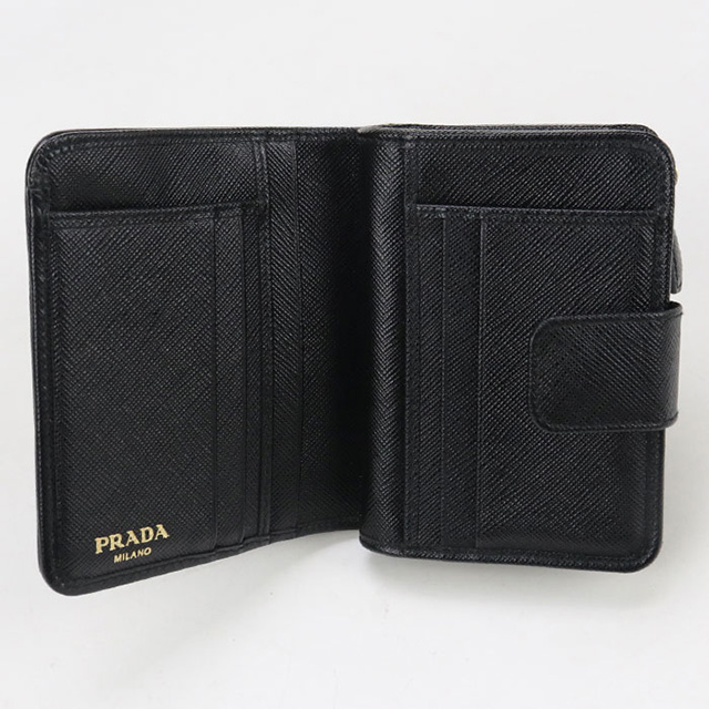 未使用 現行 RFID PRADA サフィアーノ レザー 折り財布 1ML018 プラダ 二つ折り財布 レディース サフィアーノ トライアングルロゴ