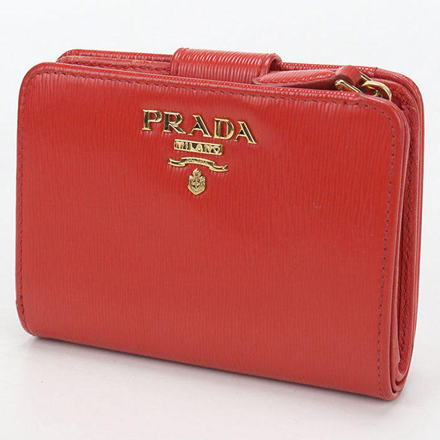 PRADA Red/Aka エピレザー 二つ折り財布 PRADA（プラダ） 中古 二つ折り財布 二折財布 レディース ブランド