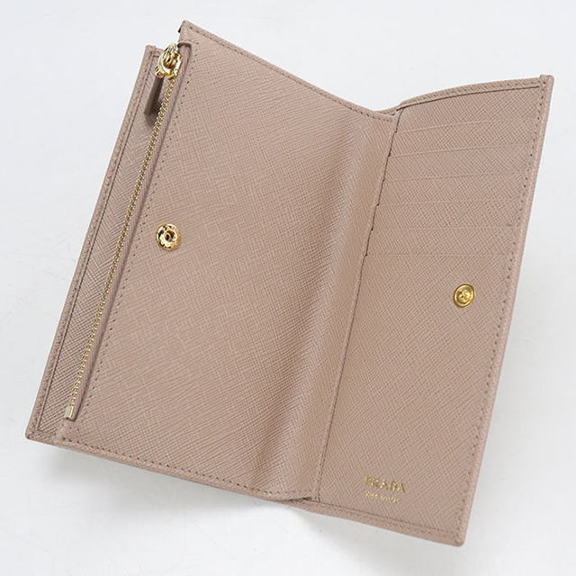 美品✨PRADA サフィアーノ 長財布 サフィアーノ トライアングル ベージュ PRADA（プラダ） 中古 長財布二折 レディース ブランド サフィアーノ