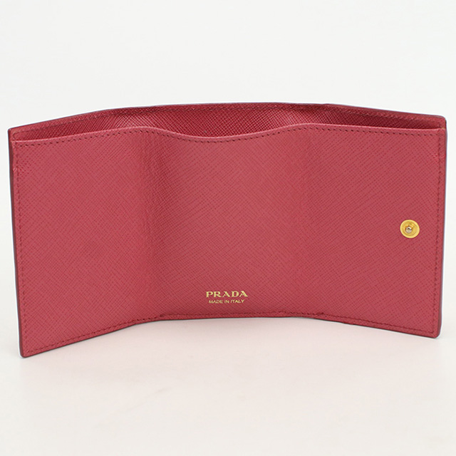 【美品】PRADA プラダ　ウォレット　折り財布　ユニセックス　サフィアーノ PRADA 中古 プラダ 三折財布小銭入付き レディース ブランド