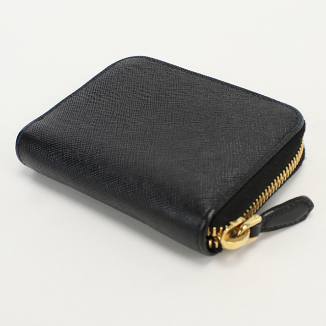 PRADA サフィアーノレザー コインケース ブラック 1MM268 ミニ財布 PRADA 中古 プラダ 小銭入れ レディース ブランド サフィアーノ