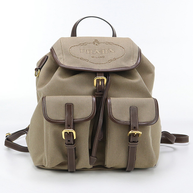 PRADA ロゴジャガード ベージュ バックパック PRADA 中古 プラダ リュック レディース ブランド ロゴ
