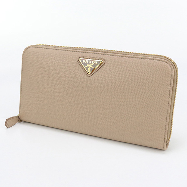 【美品】プラダ 長財布 サフィアーノトライアングル ラウンドジップ 1ML506 PRADA（プラダ） 中古 長財布ラウンドファスナー レディース ブランド