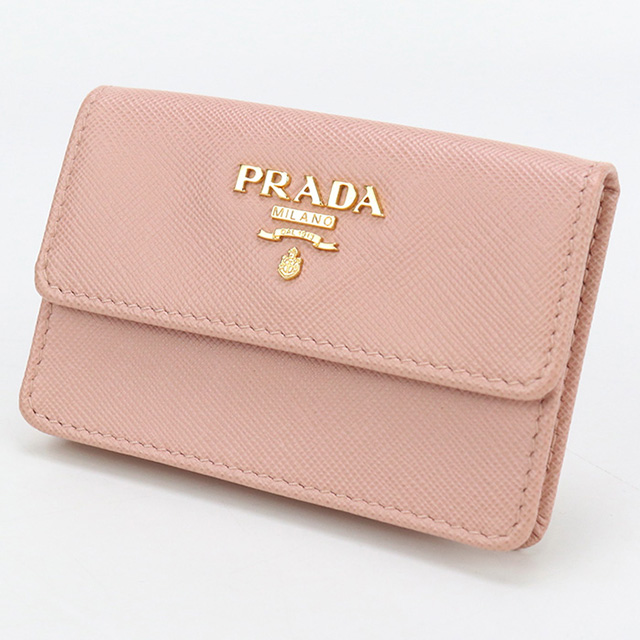 ほぼ未使用 PRADA グレージュ レザー 名刺入れ