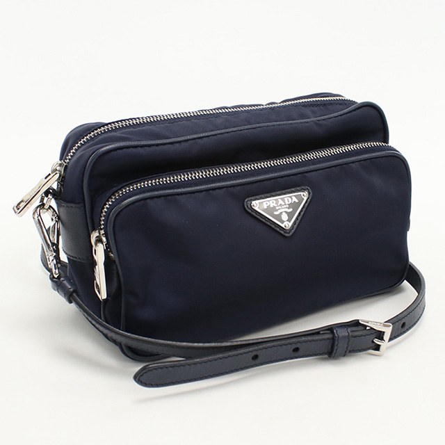 PRADA ネイビー レザー ショルダーバッグ PRADA プラダ ショルダーバッグ レザー ネイビー メンズ 中古