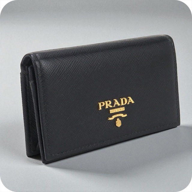 【美品】PRADA ブラック サフィアーノレザー 名刺入れ PRADA 中古 プラダ 名刺入れ レディース ブランド サフィアーノ