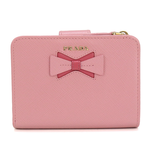 ◆箱・保証書付◆PRADA 長財布 ピンク サフィアーノ レディース PRADA】プラダ リボンモチーフ サフィアーノ ピンク レディース
